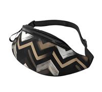 Rich&Rabbit Sac banane multifonction avec imprimé zigzag noir blanc brun clair pour randonnée, voyage, course à pied, randonnées en montagne, noir, One Size