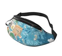 Rich&Rabbit Sac banane multifonction imprimé carte de la Grèce pour randonnée, voyage, course à pied, randonnées en montagne, noir, One Size