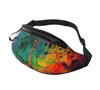 Rich&Rabbit Sac banane multifonction imprimé notes de musique colorées pour randonnée, voyage, course à pied, randonnées en montagne, noir, One Size