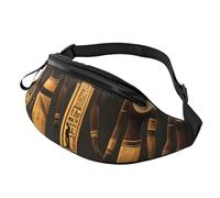 Rich&Rabbit Sac banane multifonctionnel imprimé hiéroglyphe égyptien antique pour randonnée, voyage, course à pied, randonnée en montagne, noir, One Size