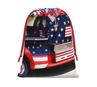 Rich&Rabbit Sacs cadeaux de Noël avec cordon de serrage imprimé camion patriotique 4 juillet