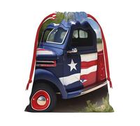 Rich&Rabbit Sacs cadeaux de Noël avec cordon de serrage imprimé camions patriotiques 4 juillet