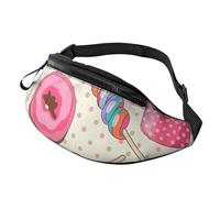 Rich&Rabbit Sweet Lollipop Cupcake Print Sac banane multifonction pour randonnée, voyage, course à pied, randonnée en montagne, noir, One Size