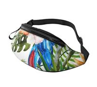 Rich&Rabbit Toucans Sac banane multifonction avec imprimé feuilles de palmier pour randonnée, voyage, course à pied, randonnée en montagne, noir, One Size