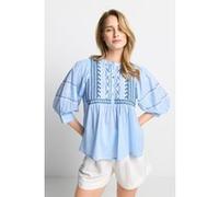 Rich & Royal Blouse With Embroidery Organic Cotton Blue Taille: 34 | Chemisiers Outlet | Femme | Bleu