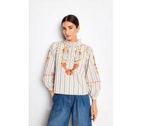Rich & Royal Blouse With Multicolour Emroidery Organic Original Taille: 34 | Chemisiers Outlet | Femme | Blanche