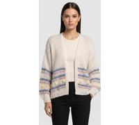 Rich & Royal Multicoloured Stripe Cardigan With Pompoms Pearl White Taille: XS | Vestes Outlet | Femme | Blanche
