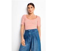 Rich & Royal Organic Rib Shirt Striped Cherry Tomato Taille: XL | Chemises Outlet | Femme | Rouge