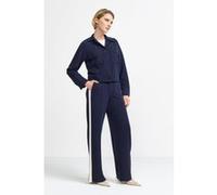 Rich & Royal Scuba Wide Leg Pants With Gallon Striped Midnight Blue Taille: S | Pantalons de costume Outlet | Femme | Bleu