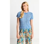 Rich & Royal Short Sleeved Crew Neck With Zig Zag Yarn Cruise Blue Taille: S | Chemisiers Outlet | Femme | Bleu