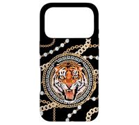 Rich Wild Tiger with Printed Gold Chains & Diamonds Style Coque pour iPhone 17 Pro