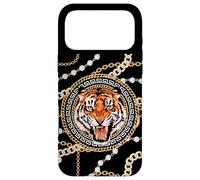 Rich Wild Tiger with Printed Gold Chains & Diamonds Style Coque pour iPhone 17 Pro Max