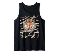 Rich Wild Tiger with Printed Gold Chains & Diamonds Style Débardeur