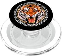 Rich Wild Tiger with Printed Gold Chains & Diamonds Style PopSockets PopGrip pour MagSafe