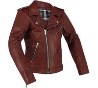 Richa Brighton Veste en cuir de moto pour dames, rouge, taille 44 pour femmes