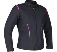 Richa Chloe 2 imperméable à l’eau dames moto textile veste, noir/rose, Taille XS