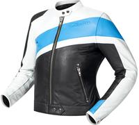 Richa Paige Veste en cuir moto pour femmes, blanc-bleu, taille 48