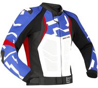 Richa Stradale Blouson en cuir de moto perforé, bleu/blanc/noir/rouge, Taille 58