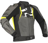 Richa Stradale Blouson en cuir de moto perforé, Gris/Noir/Jaune, Taille 58