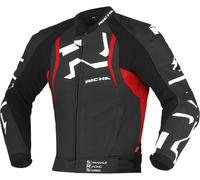 Richa Stradale Blouson en cuir de moto perforé, noir-blanc-rouge, taille 54 pour homme