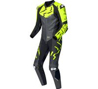 Richa Stradale GP Combinaison moto une pièce en cuir, noir-gris-jaune, taille 48 pour homme
