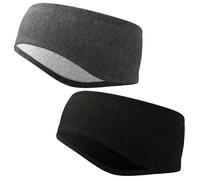 Richaa Elastique Bandeau Sport Cheveux Femme Homme, 2 Pièces Cache Oreille Femme Bandeau Anti Bruit, Accessoires Velo pour Sports Ski Course à Pied Cyclisme (Noir+Noir)