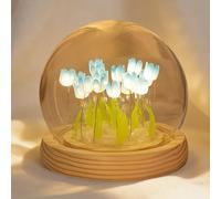 Richaa Jolies lampes veilleuses bleues 20 tulipes fleur décoration de chambre mignonne esthétique cadeaux uniques pour femmes - alimenté par piles (non incluses)