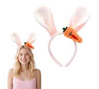 Richaa Serre-tête oreilles de lapin rose de Pâques avec carotte, accessoire mignon en peluche pour femme pour fête de Pâques, cosplay
