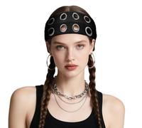 Richaa Y2k Bandeau élastique à œillets creux pour femme, style punk, gothique, accessoire de mode pour Halloween (noir)