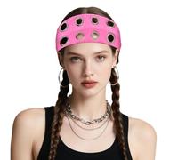 Richaa Y2k Bandeau élastique à œillets creux pour femme, style punk, gothique, accessoire de mode pour Halloween (rose)