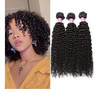 RICHAIR - Tissage Bresilien Boucle 12 Pouces(30.48 cm),Tissages Cheveux Humain Lot 3 Pieces,Meches Bresiliennes Naturel Noir 50g/pc(total 150g)