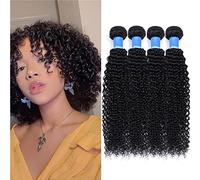 RICHAIR - Tissage Bresilien Boucle 12 Pouces(30.48 cm),Tissages Cheveux Humain Lot 4 Pieces,Meches Bresiliennes Naturel Noir 50g/pc(total 200g)
