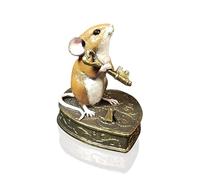 Richard Cooper Studio Michael Simpson 260BR Cadenas en bronze coulé à froid Motif souris sur cœur peint à la main