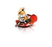 Richard Cooper Studio Souris en bronze coulé à froid assise dans un coquelicot rouge - Peinte à la main par Michael Simpson