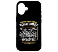 Richard Garage Vintage Moto Design pour Nom Richard Coque pour iPhone 16