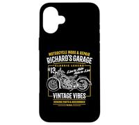 Richard Garage Vintage Moto Design pour Nom Richard Coque pour iPhone 16 Plus