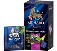 RICHARD TEA, CASSIS ROYAL & MENTHE, THÉ NOIR AROMATISÉ AVEC DES FEUILLES NATURELLES DE CASSIS ET DE MENTHE, 25 SACHETS 42.5 g