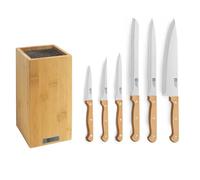 RICHARDSON SHEFFIELD - Bloc avec 6 couteaux de cuisine - Artisan - Acier inoxydable 13 C, Finition Satinée - 26 x 15.5 cm - Bois clair