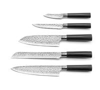 RICHARDSON SHEFFIELD - Set 5 couteaux de cuisine - Katana - Acier Inoxydable 13 C - Finition Satinée - Noir