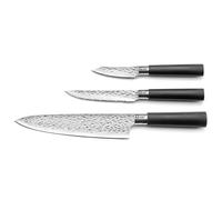 Richardson Sheffield - Set 3 couteaux de cuisine : utile, office et chef - Katana - Acier Inoxydable 13 C - Finition Satinée - - Noir