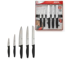 RICHARDSON SHEFFIELD - Set 5 couteaux de cuisine avec barrette aimantée - Advantage - Acier inoxydable 13 C, Finition Satinée - Inox