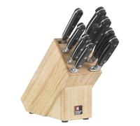 Richardson Sheffield V Sabatier Life - Bloc 9 couteaux de cuisine | Bloc 9 pièces couteaux fourchette et fusil, Lames CrMoV, Manche ABS noir 3 rivets, lavage à la main