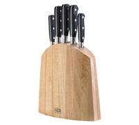 Richardson Sheffield – Bloc couteaux V-Sabatier 5 pièces – Inox forgés, manches ABS – Bloc bois