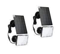 Richarm Lampes Solaires Extérieur avec Détecteur de Mouvement 60 LED 1000 Lumens Etanche IP66 Projecteur Solaire 4 Modes De Eclairage pour Hangar Garage (Noir 3W panneau, 2Pack)