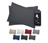 Richbond - Lot de 2 Taies d’Oreiller 62 x 62 cm - 100% Microfibre de Polyester Haute Qualité 90gr au Toucher Doux - Traitement Anti-Acarien et Anti-Bactérien - Carbone