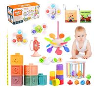 Richday 8 in 1 Montessori Jouets pour Enfants pour 6-12-18mois Empilage Blocs de Construction Corbeille Sensorielle Jouets de Dentition neonati Ragazze Ragazzi giocattoli Regali.