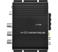 Richer-R Amplificateur Stéréo,Mini Portable Amplificateur 2.1 Entrée Audio & 3.5mm Basse Auto Voiture Amplificateur pour téléphones Mobiles,lecteurs DVD,Ordinateurs,MP3/MP4(Noir)