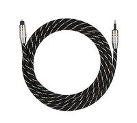 Richer-R Câble Audio Optique, câble Audio numérique à Fibre Optique Toslink to Mini Plug de 3,5 mm, connecteur plaqué Or SPDIF Rond avec Son HiFi Transparent(1,5 m)
