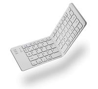 Richer-R Clavier sans Fil Ergonomique Pliable, Clavier Bluetooth Portable Rechargeable, conçu pour /, Android, tablettes Windows, PC et Phone (Blanc)