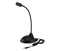 Richer-R Microphone à Pied, Micro de Bureau Conception à Col de Cygne Microphone stéréo Karaoké (Noir)